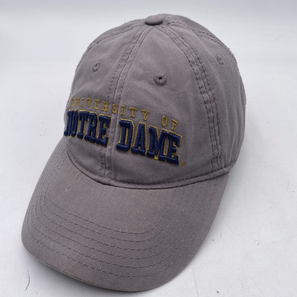 Notre Dame Fighting Irish Hat Gray Cotton Clean Up Strapback Legacy Slouch Dad
